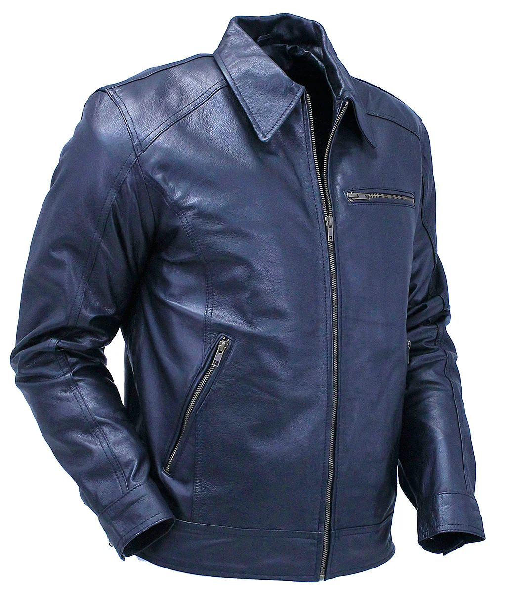 Classic 1950's Black Leather Jacket with Zip Out Lining #M1956GZK - Image 3