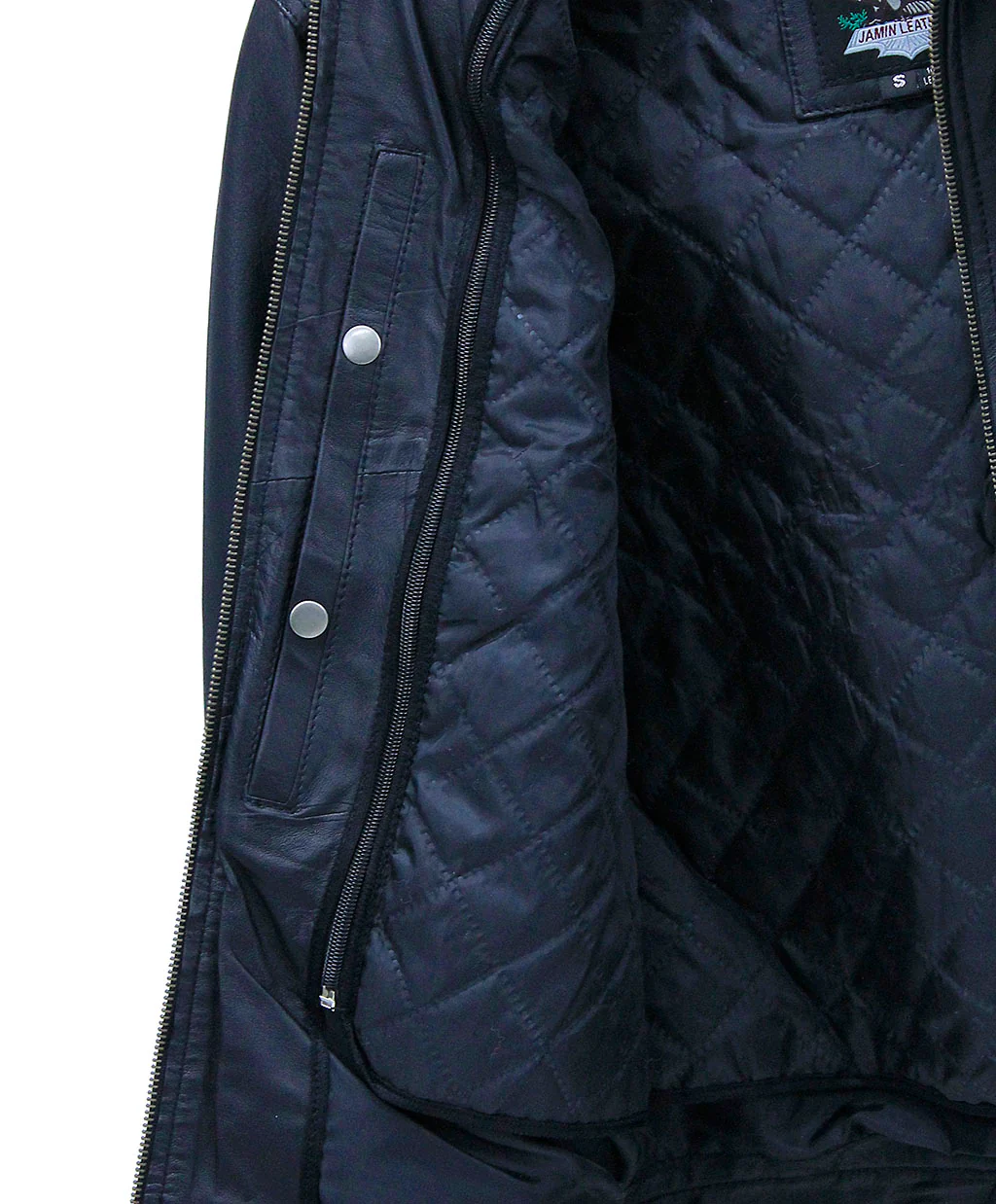 Classic 1950's Black Leather Jacket with Zip Out Lining #M1956GZK - Image 4