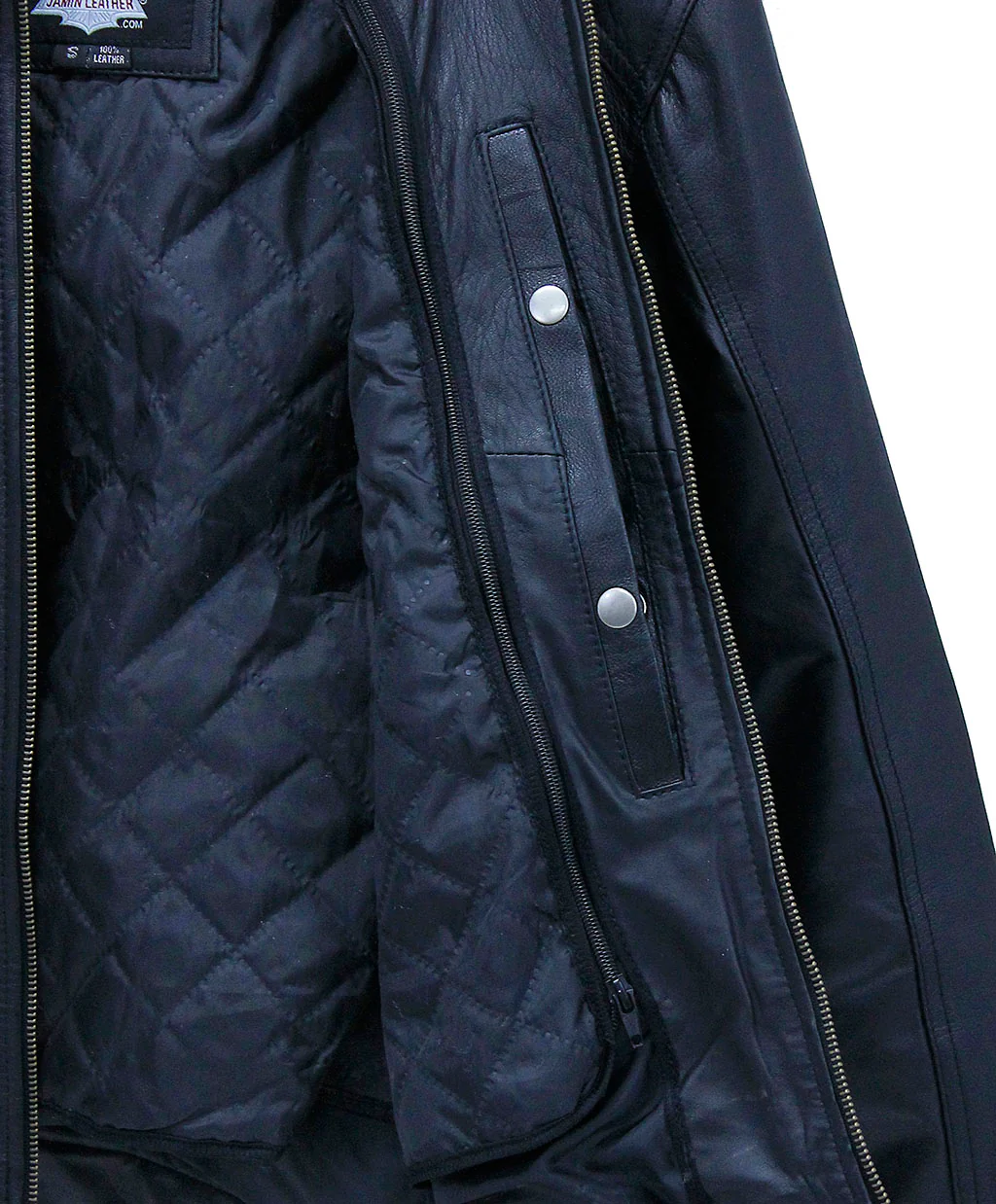 Classic 1950's Black Leather Jacket with Zip Out Lining #M1956GZK - Image 5