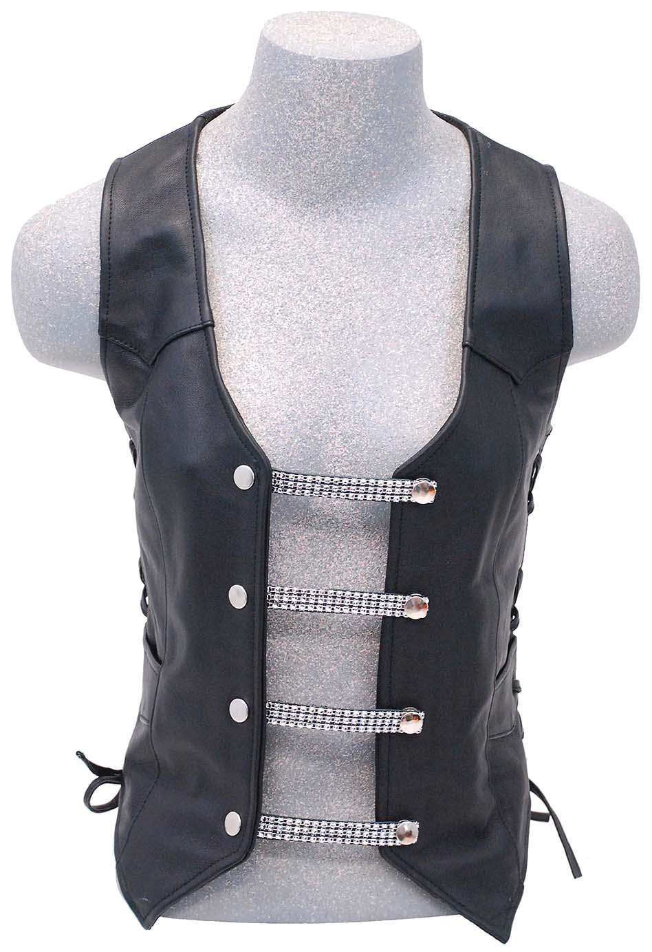 4'' Crystal & Leather Vest Extenders (set of 4) #VC14101LCK - Image 3