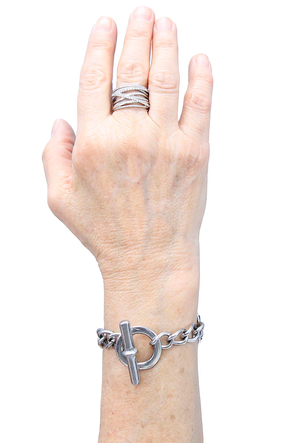 Bar and Chain Wristband with Leather Snap ends #WB190BC - Image 5