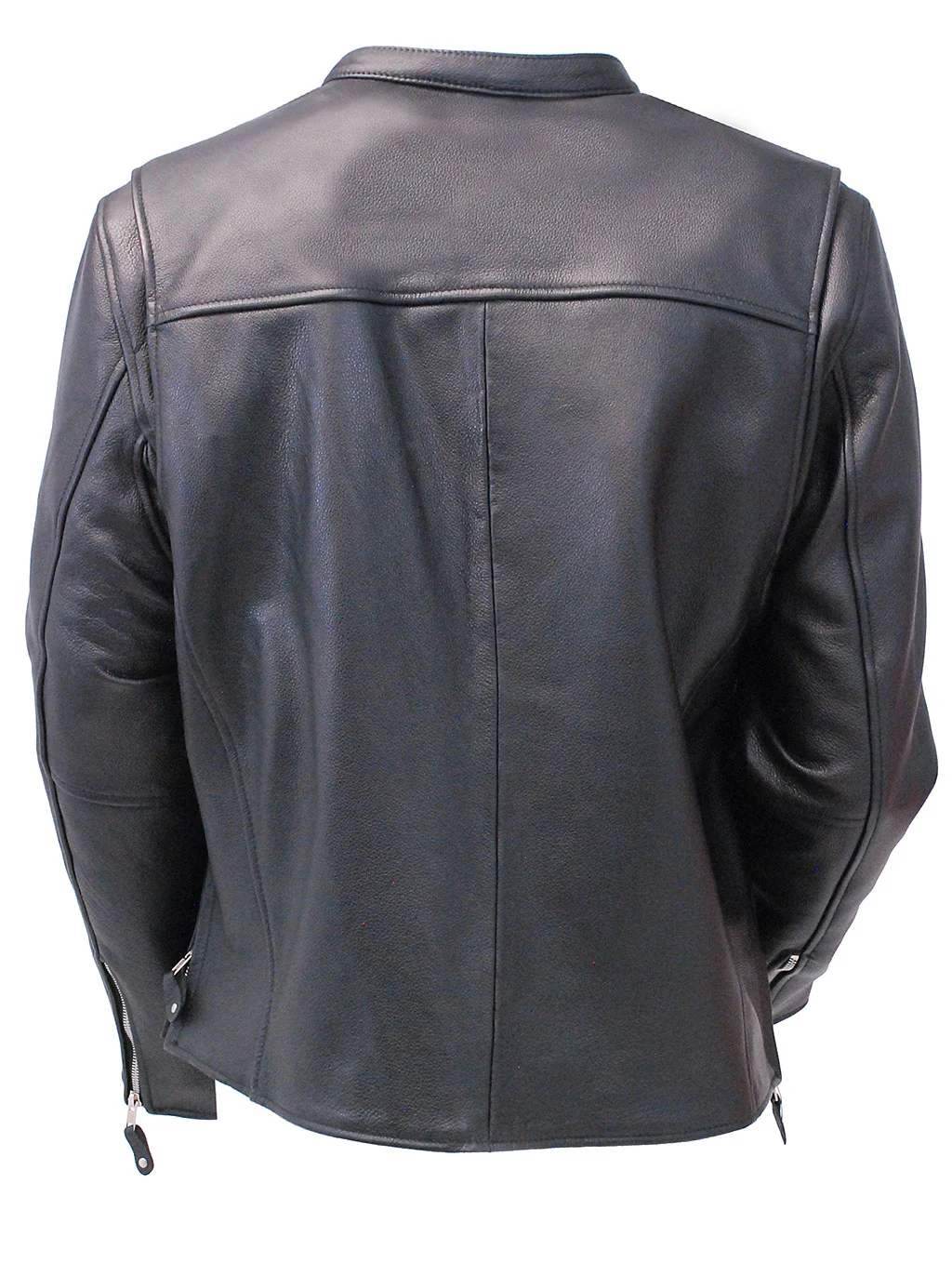 Black Cafe Racer Leather Motorcycle Jacket #M570Z - Image 2