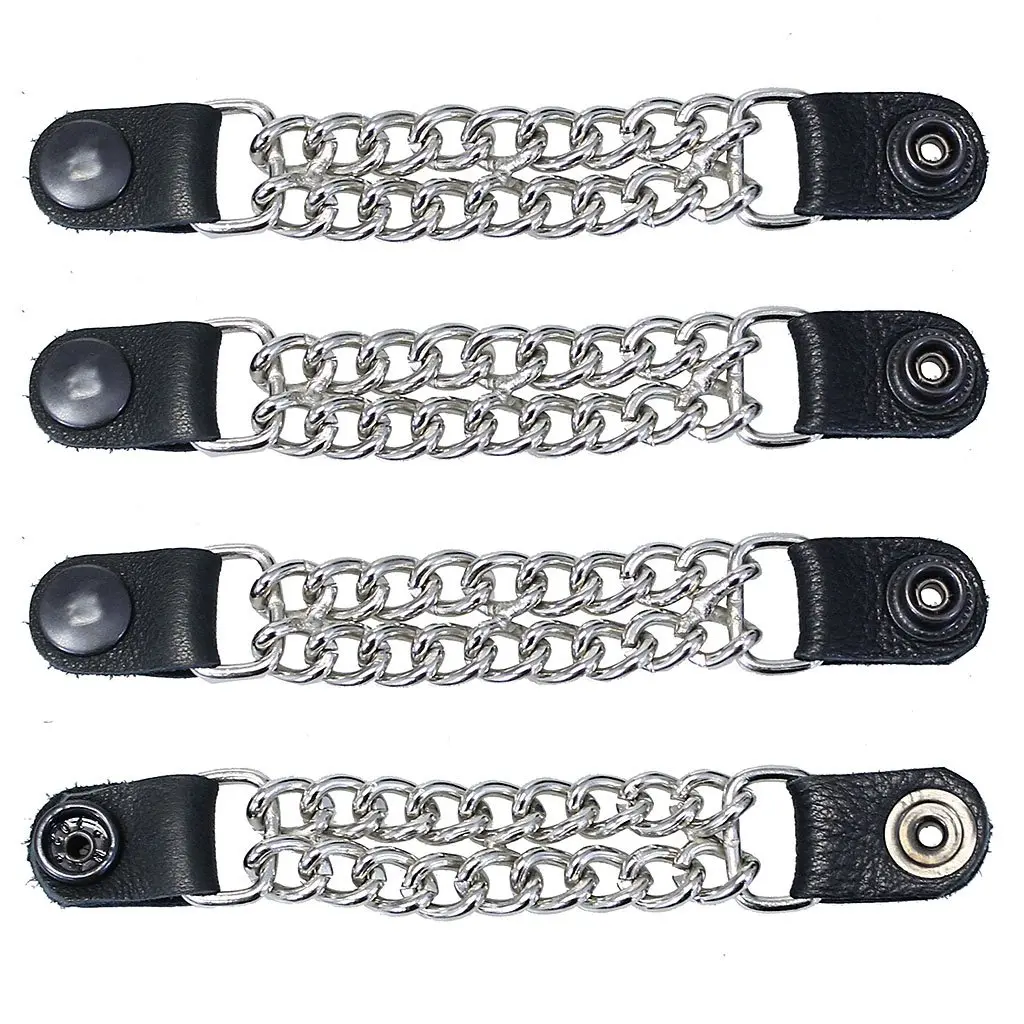 Black Snap Chain Vest Extenders with Leather #VC2K