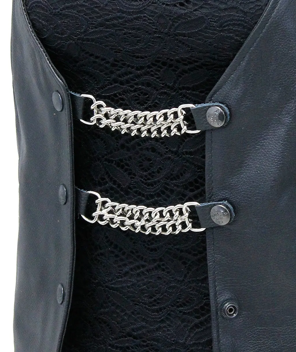 Black Snap Chain Vest Extenders with Leather #VC2K - Image 2