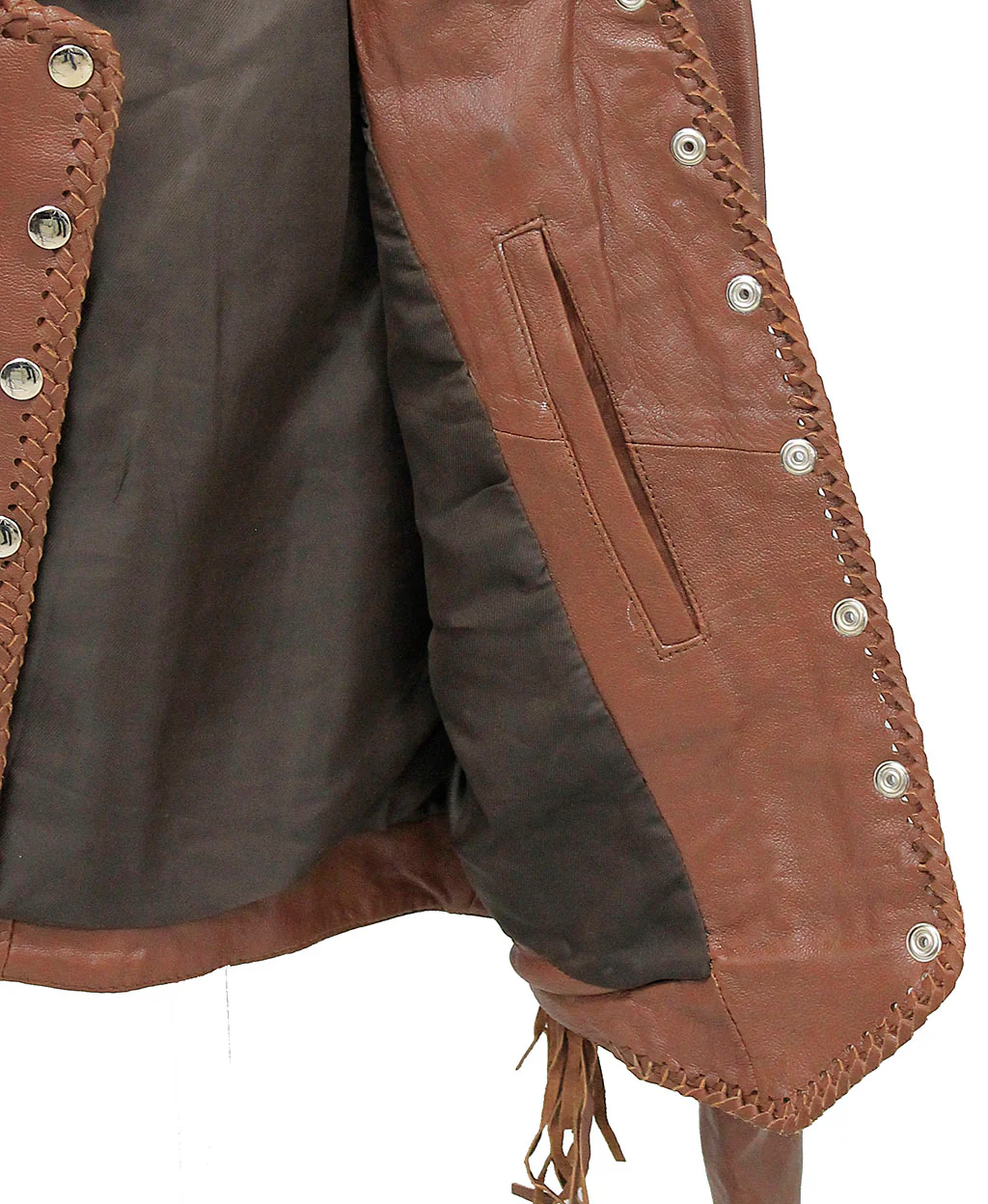 Brown Fringe Jacket with Bone & Mini Beads #L4251FBN (XS-S) - Image 5