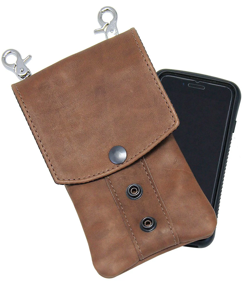 Brown Leather Cell Phone Case - Adjustable Clip-On #PKK18091N - Image 4