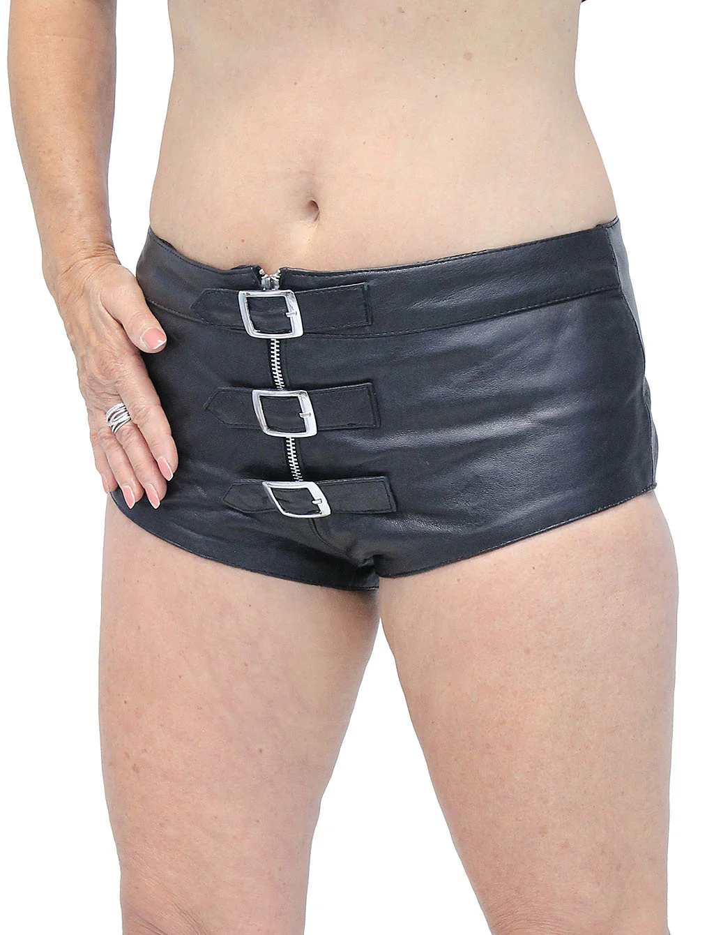 Buckle Front Leather Skimpy Hot Pants #SH31090BUK (20) - Image 5