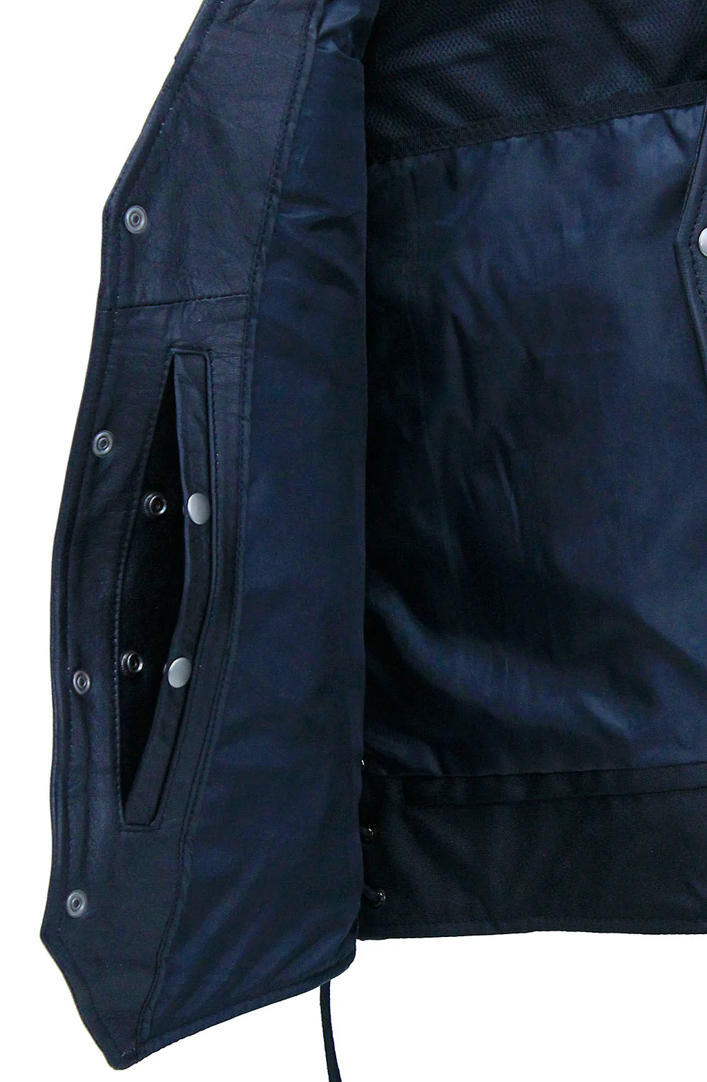 Chest Pocket Side Lace V-Neck Buffalo Leather Vest #VM2638GLK - Image 4