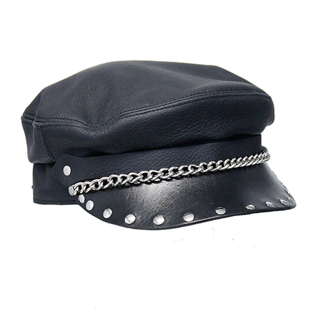 ~(d) Classic Chain Biker Cap Made In USA #H58RCK - Image 2