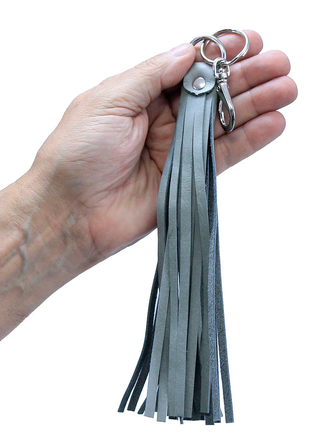 Gray Leather Whip Keychain #KC1803GY - Image 2