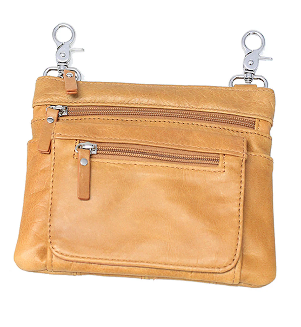Large Light Brown Double Clip Pouch Hip Clip Bag #PKK30979XN ()