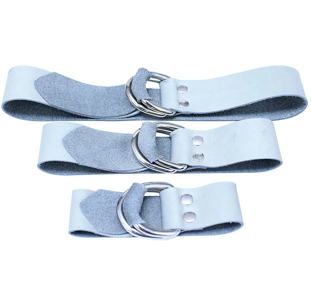 Leather Tie Downs w/Double D-Rings Gray #ATD2403DDG - Image 7