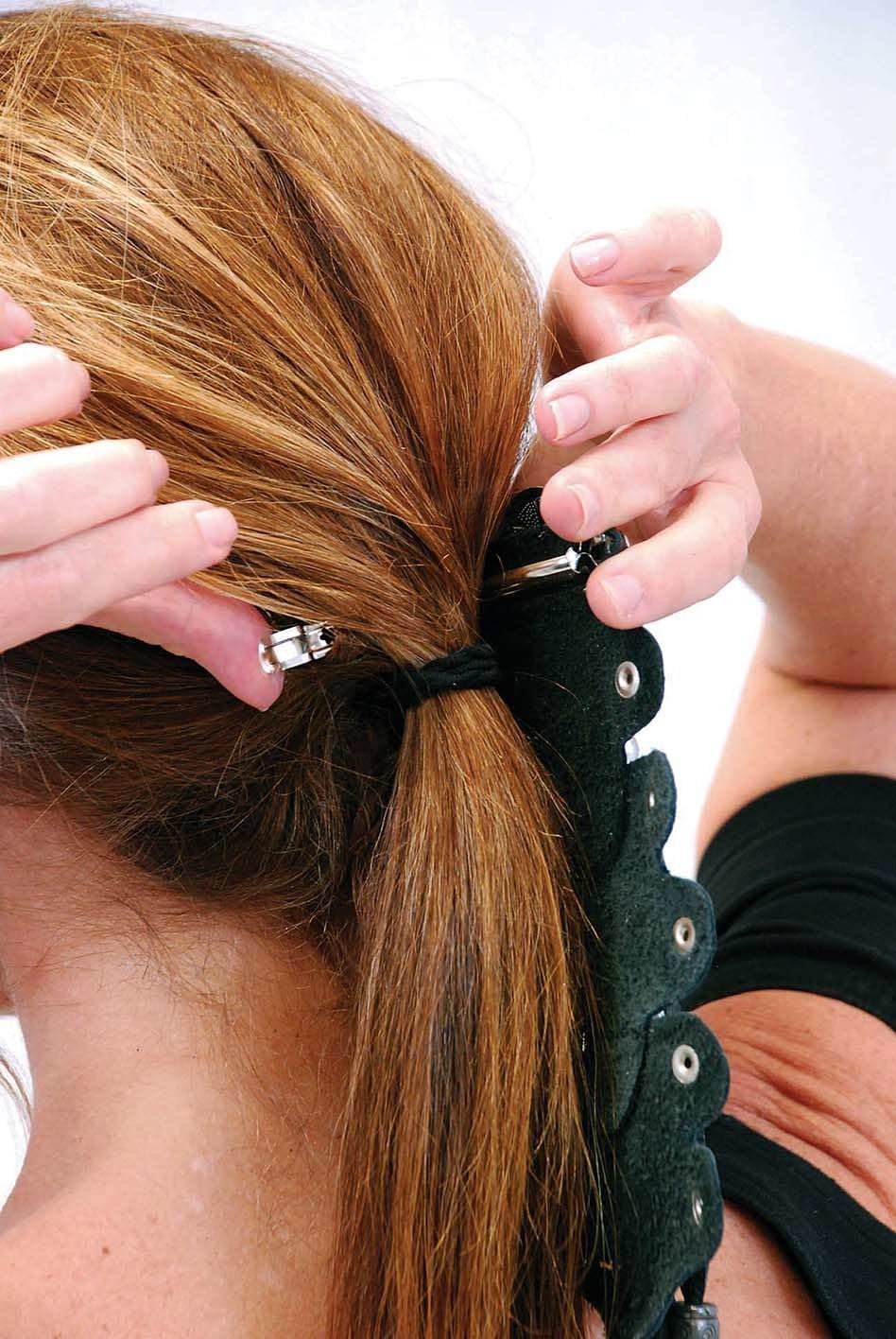 8" Long Silver Beaded Leather Hair Tube #AHW654FBS - Image 2