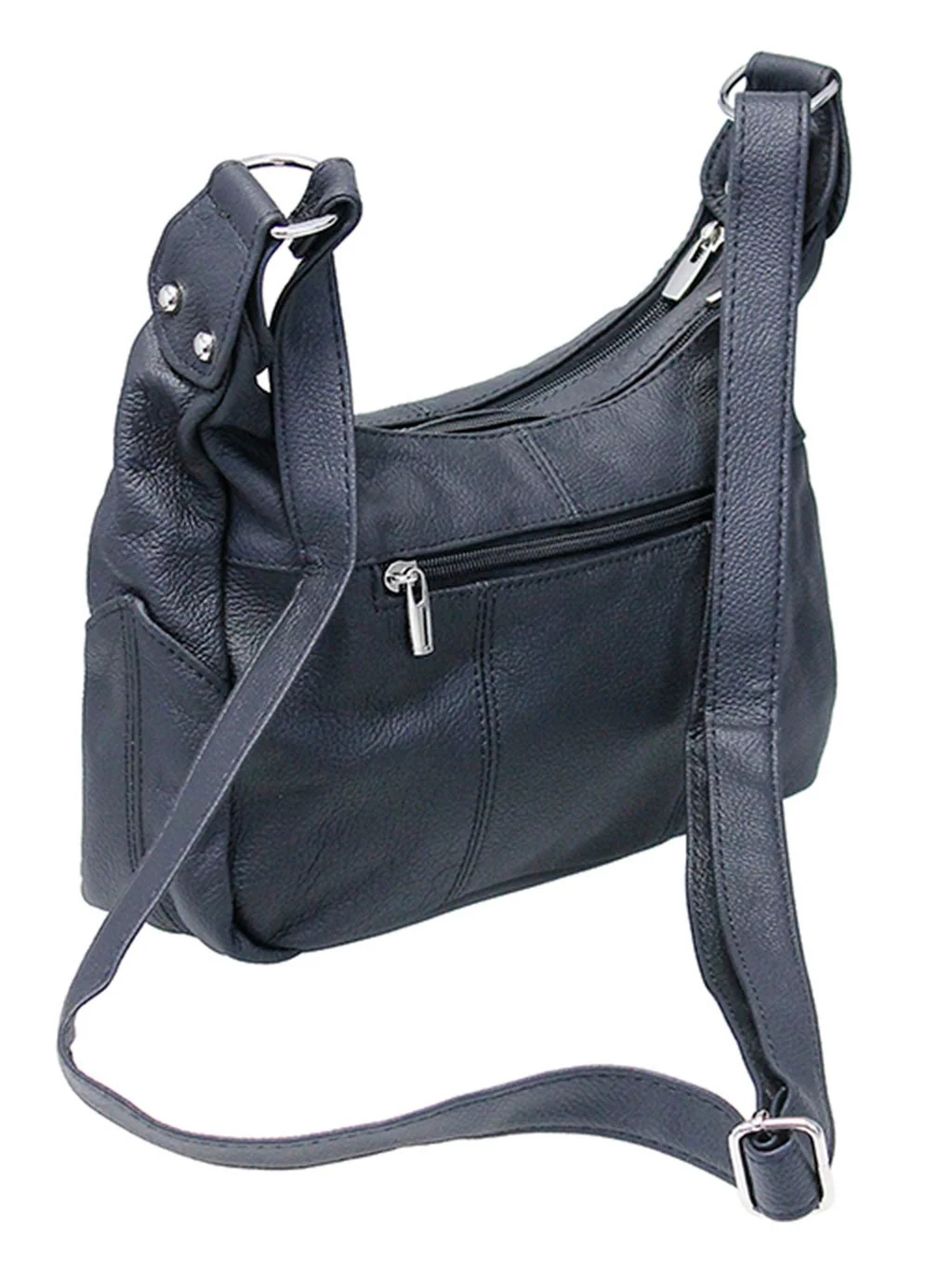 Medium Size Double Zip Top Leather Purse #P027K - Image 4
