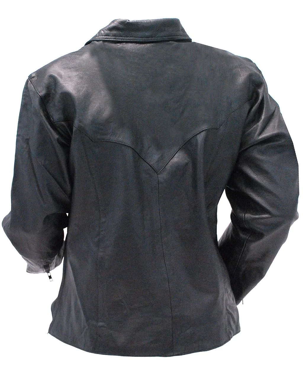 Black Leather Lace Up Pullover Shirt with Side Zippers #MS854LK () - Image 2