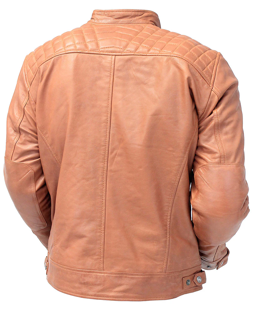 Men's Cognac Lambskin Leather Jacket with Quilting #MA5502QT - Image 2