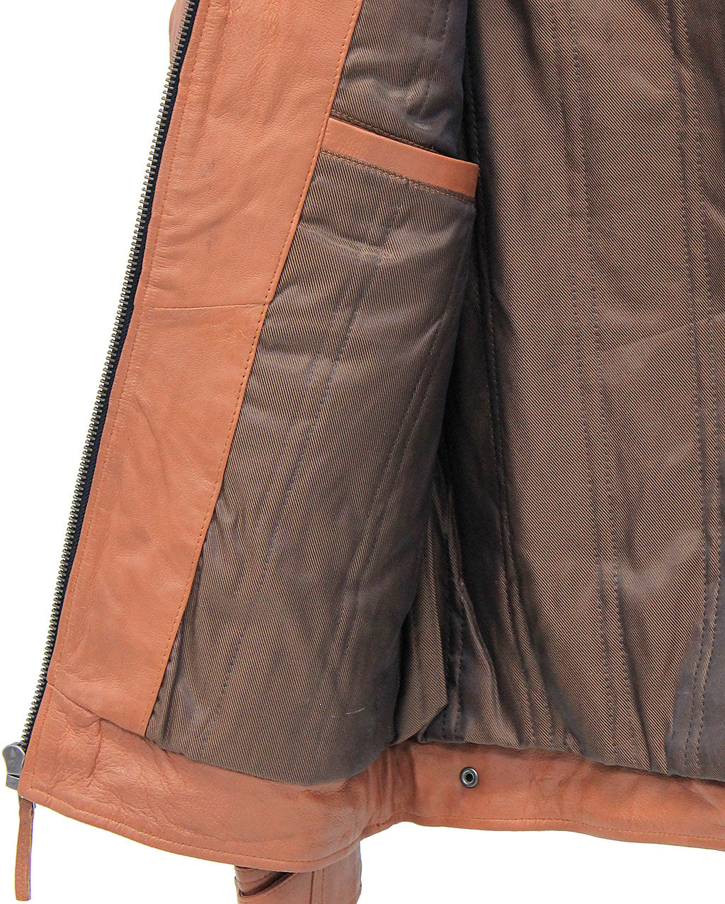 Men's Cognac Lambskin Leather Jacket with Quilting #MA5502QT - Image 4