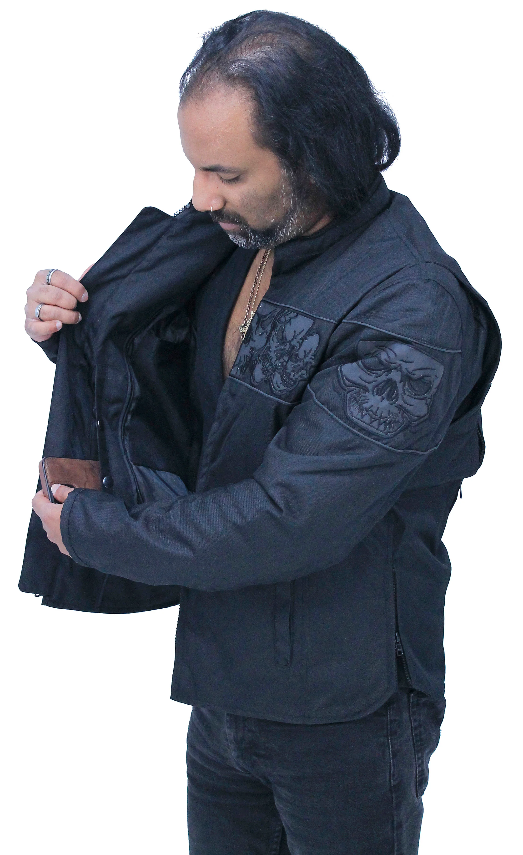 Men's Lightweight Reflective Skull Jacket w/Vents & Concealed Pockets #MC36260SK - Image 4