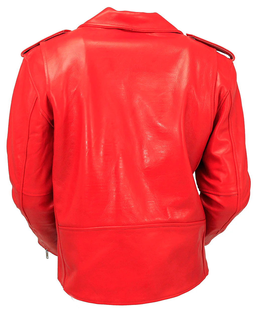 Men's Red Leather Motorcycle Jacket w/Quilted Lining #M1116QR - Image 2
