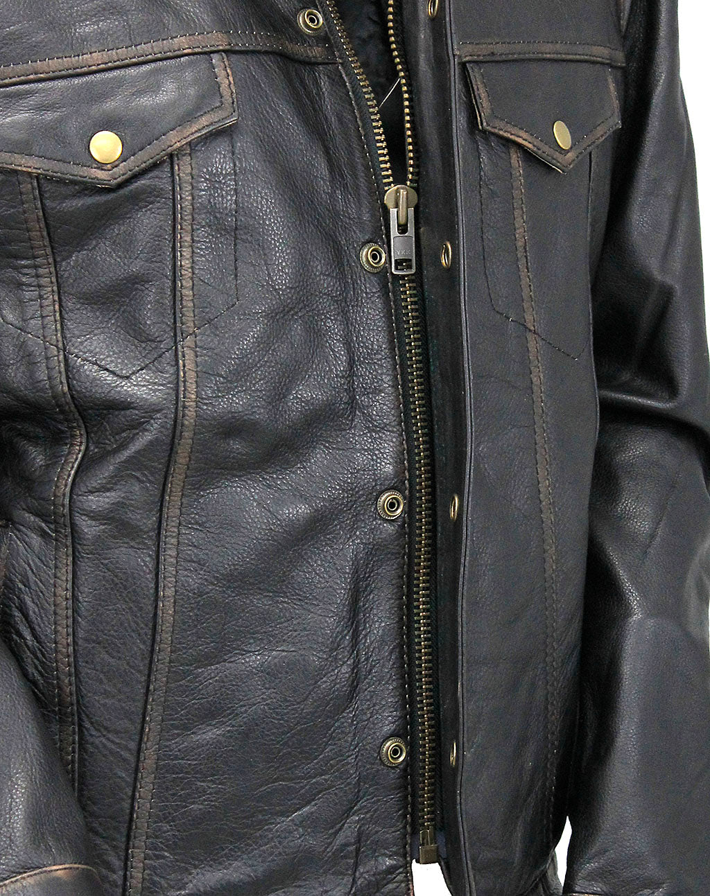 Men's Vintage Brown Vented trucker Jacket in Premium Buffalo Leather #MA6643GN - Image 2