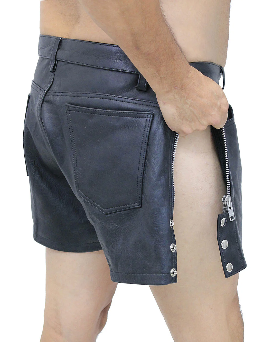 Men's Zip Away Leather Shorts #SHM1075ZZK - Image 6