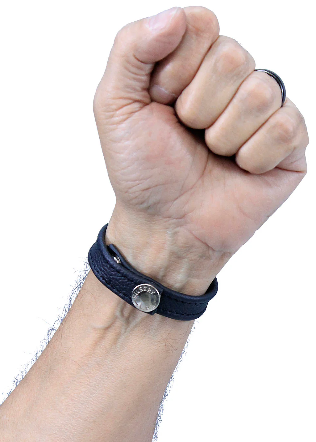 Narrow Black Leather Wristband #WB2558K (BOGO) - Image 2