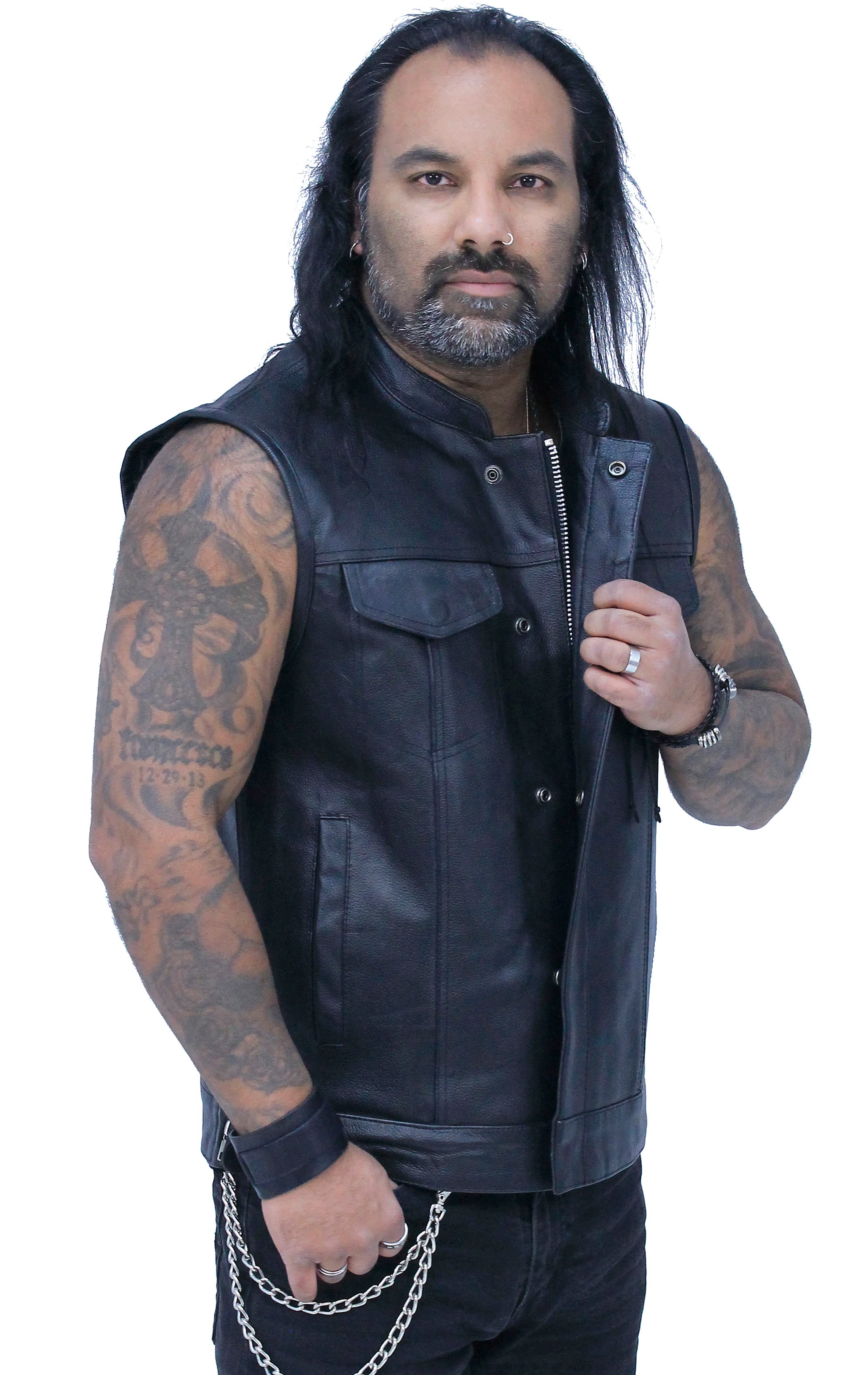 Premium Buffalo Leather Snap & Zip Concealed Pockets Vest #VM6655GK - Image 5