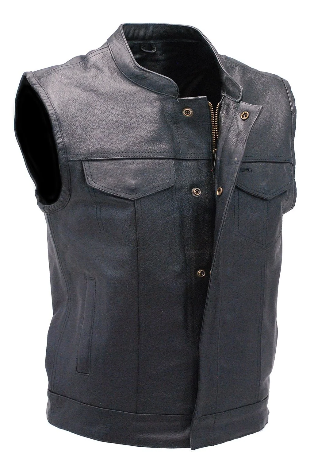 Premium Buffalo Leather Snap & Zip Concealed Pockets Vest #VM6655GK - Image 6
