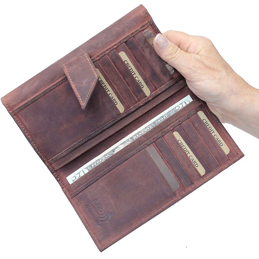 RFID Dark Red Oil Tanned Premium Leather Clutch Wallet #WL16340RID - Image 5
