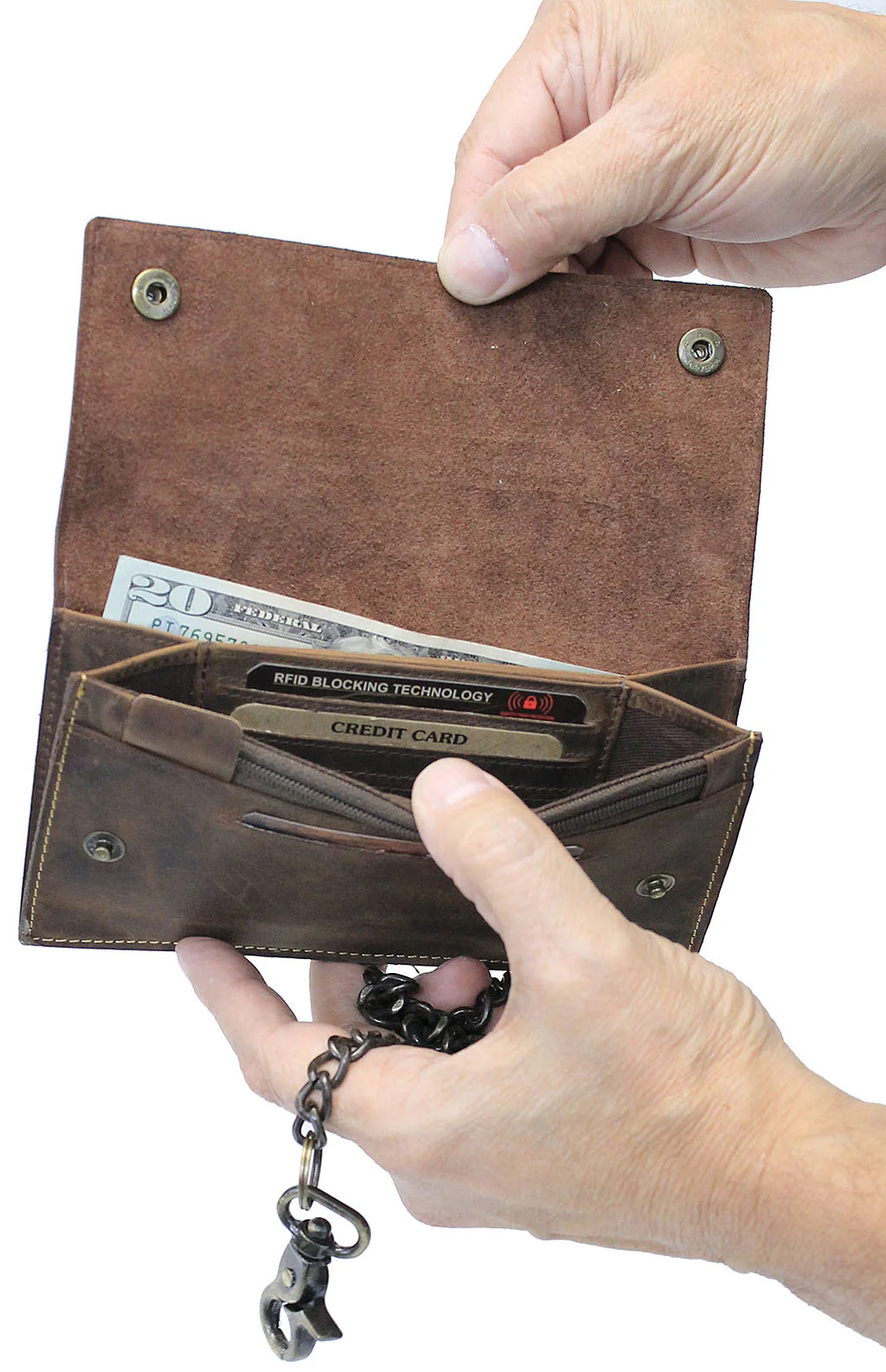 RFID Large Trucker Wallet with Chain and Claw Clip #WC51356NID - Image 3