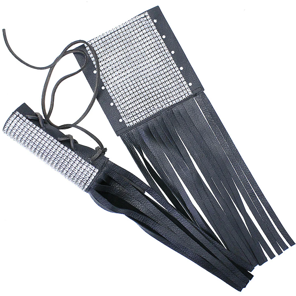 Simulated Crystal Leather Grip Covers with Fringe #GR2023FCRY - Image 2