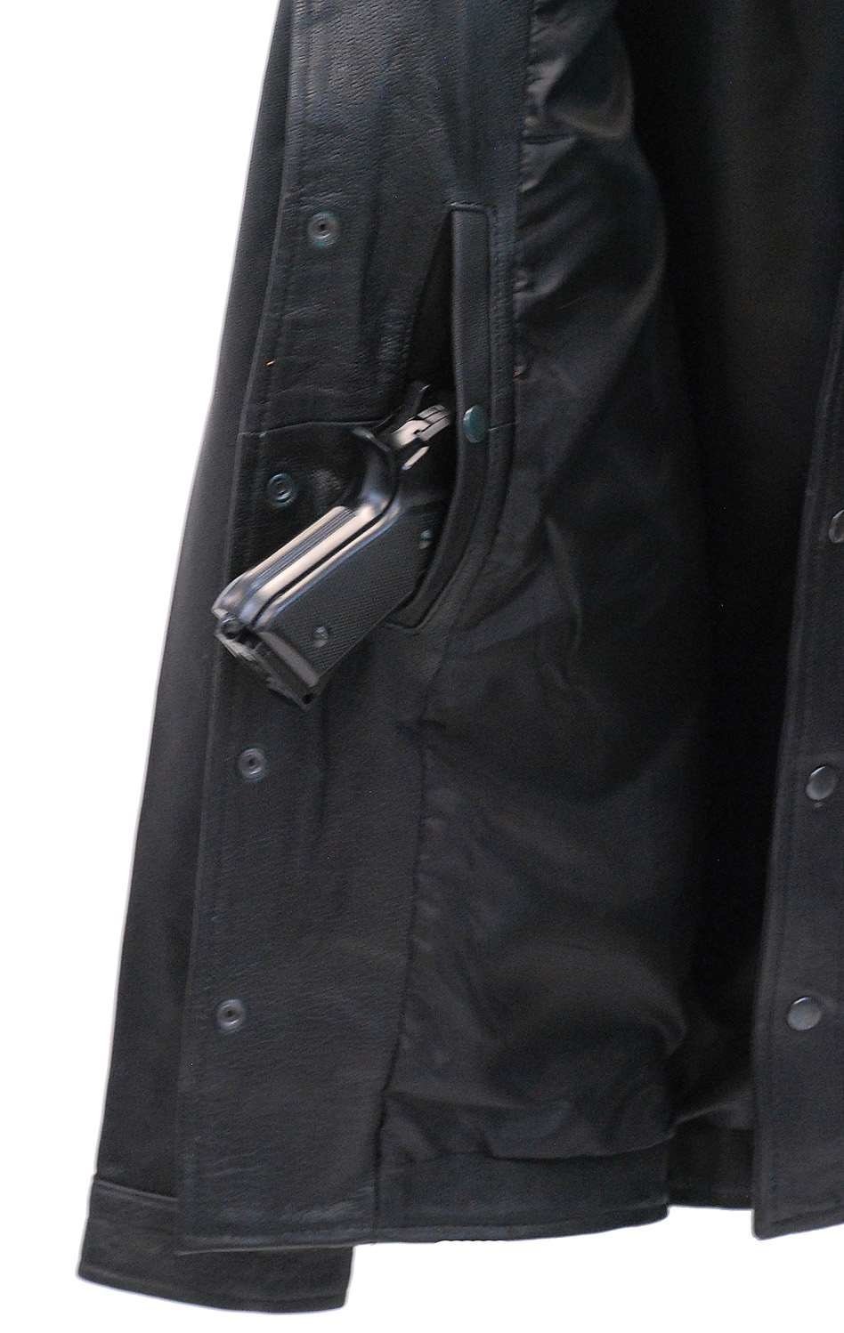 Straight Bottom Concealed Pocket Leather Shirt #MS867GK - Image 4