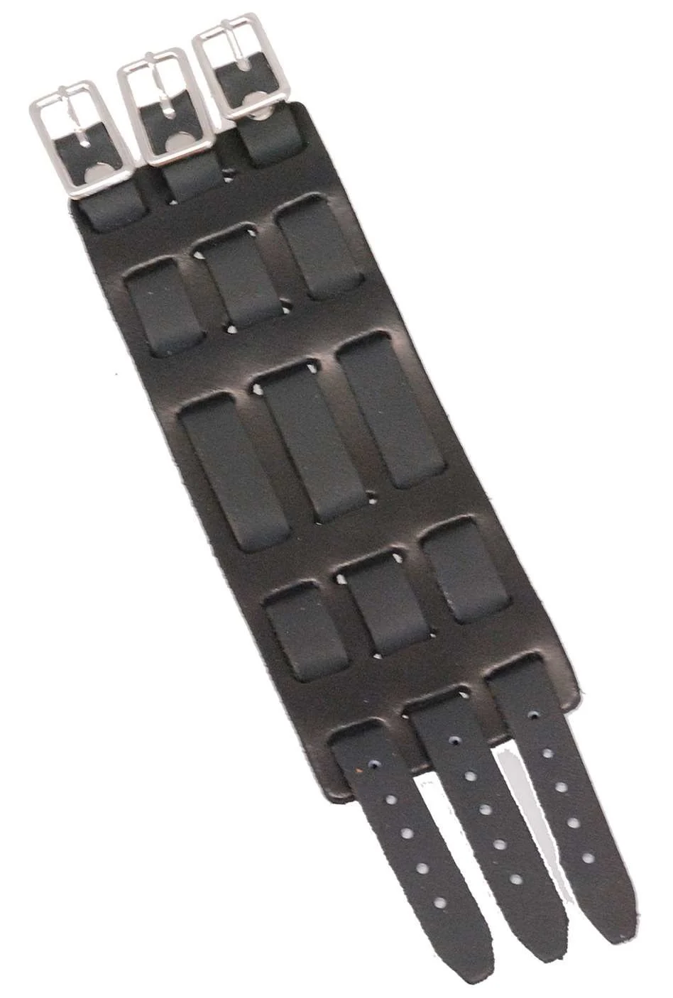 Triple Buckle Black Leather Wristband / Watchband #WB40325K - Image 3