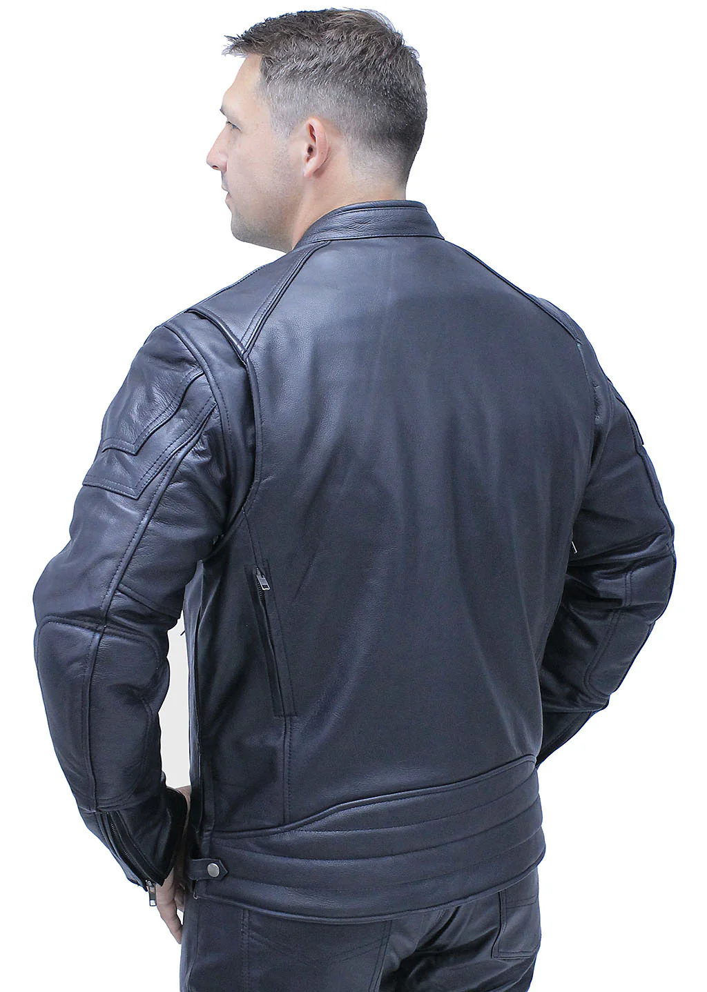 Ultra Premium Cowhide Leather Vented Café Racer Jacket #M69440GVZK - Image 2