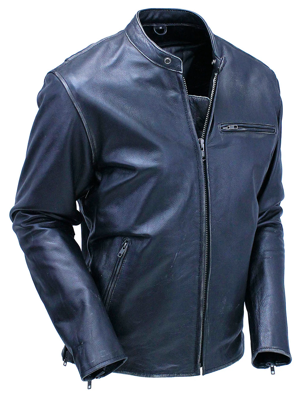 Vintage Black Concealed Pocket Motorcycle Jacket w/Vents #MA5020VZK - Image 3