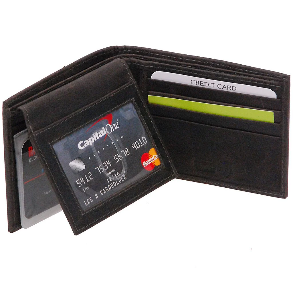 Vintage Black Flip Up Bifold RFID Wallet w/Photo Insert #WM13040KID - Image 4