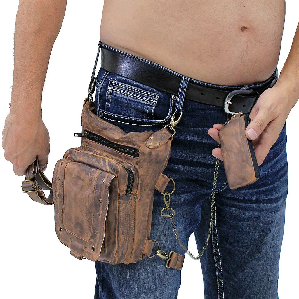 Vintage Brown Leather Thigh Bag w/Concealed Pocket #TBA5734N - Image 2
