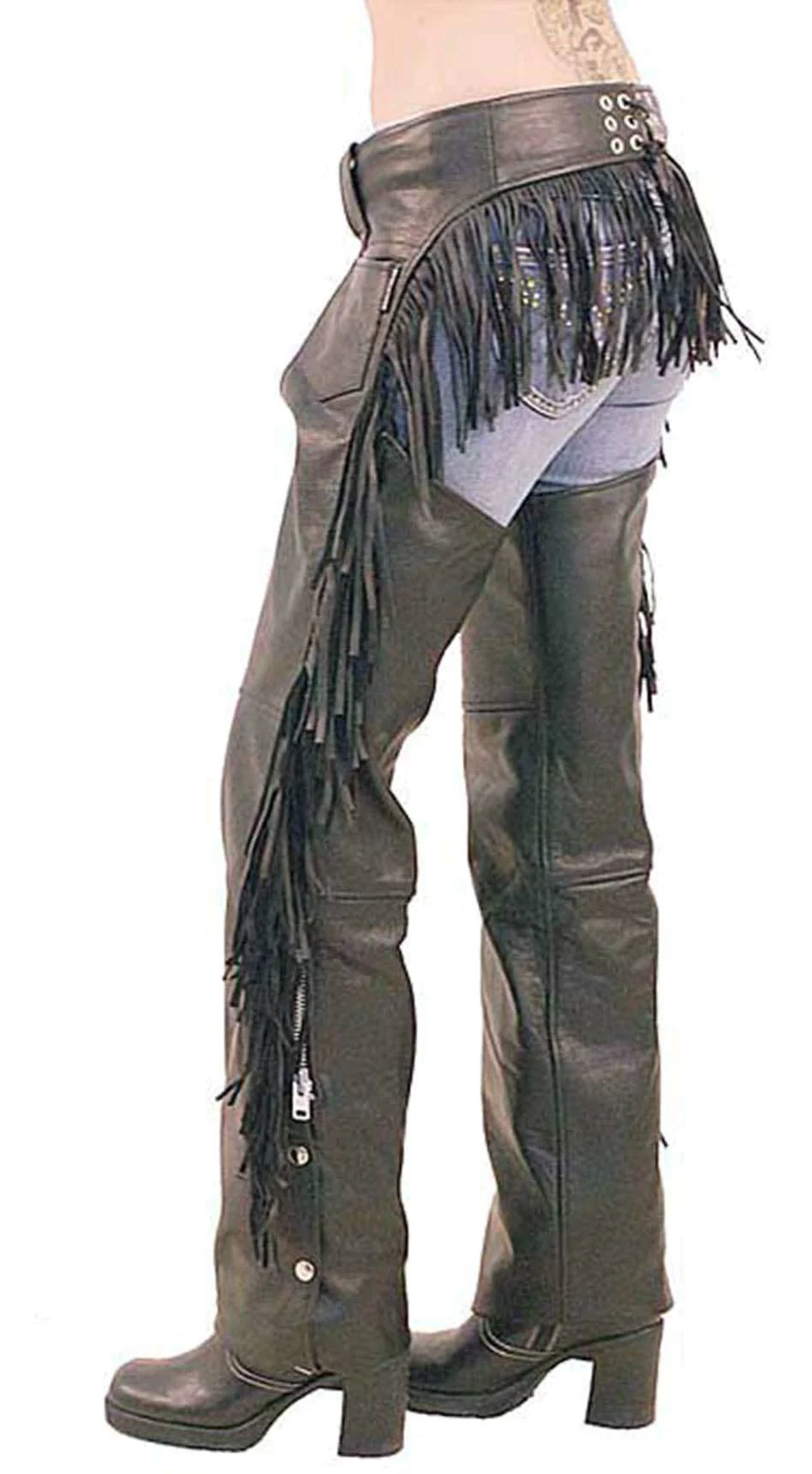 Women's Leather Chaps w/Rear Fringe #C766F - Image 2