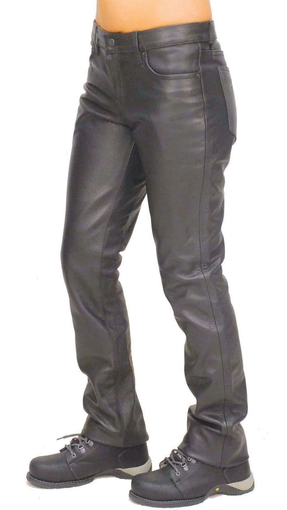 Women's Mid-Rise Premium Cowhide Leather Pants #LP711K - Image 3