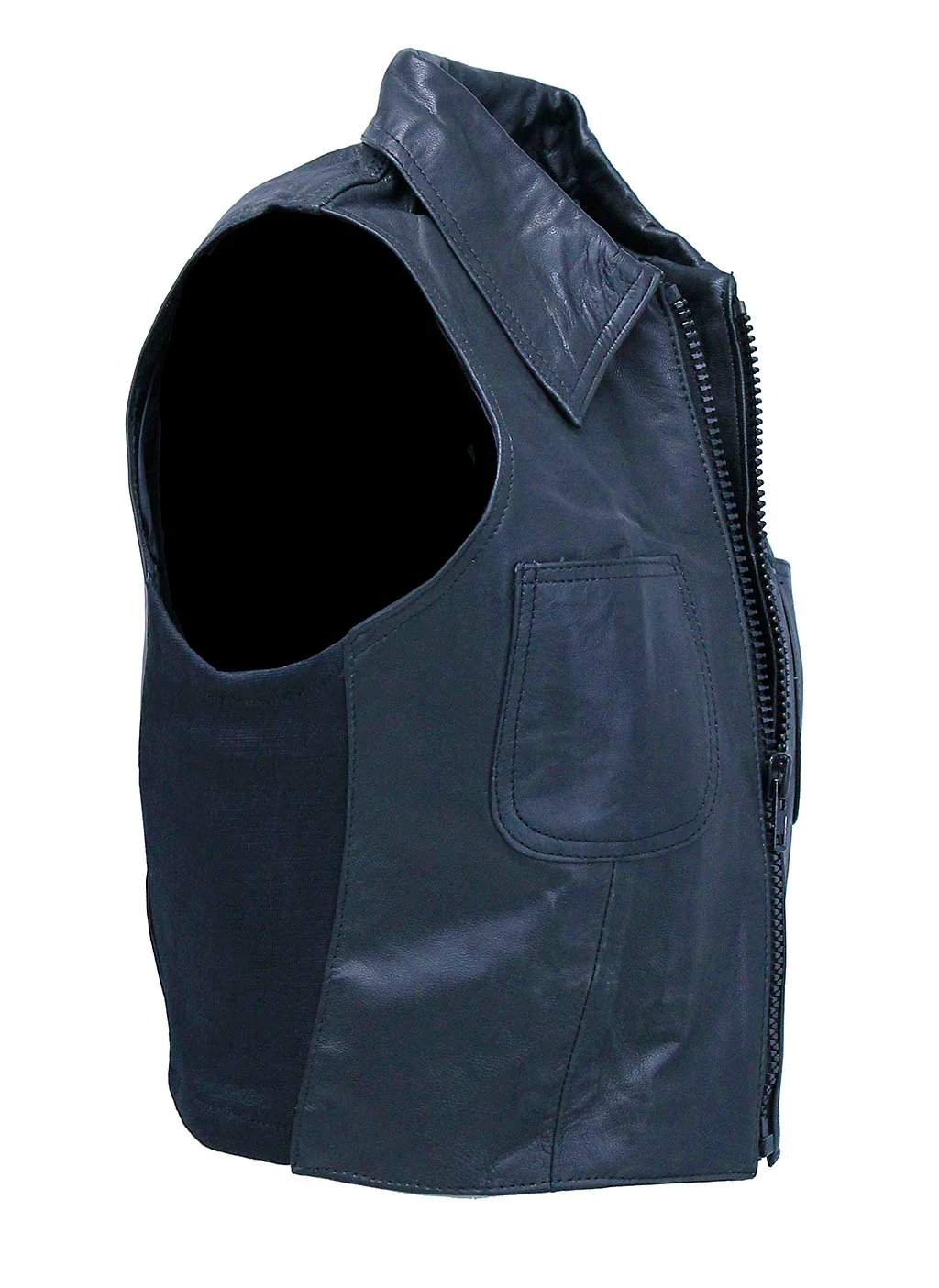 Zip Up Cropped Leather Pocket Vest #VL11080ZK (M-2X) - Image 3